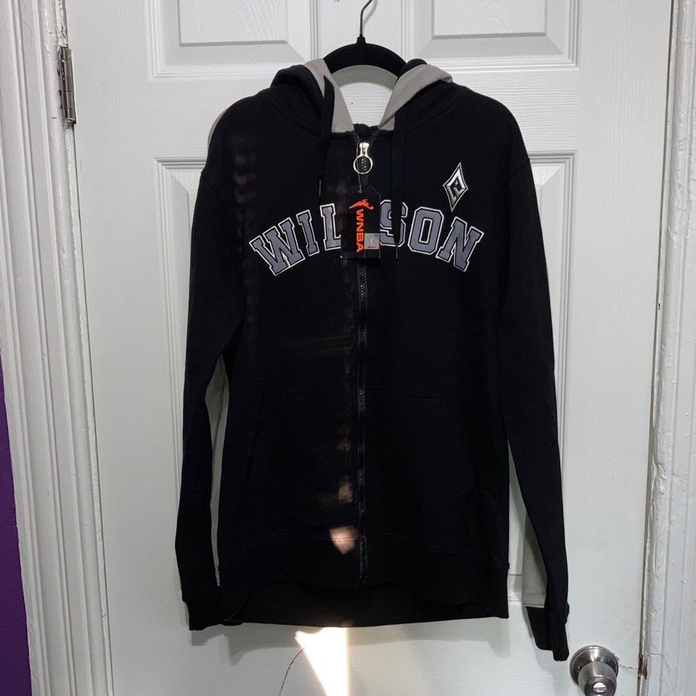 Wilson‎ Black and Gray Player Name Full Zip Hoodie Size S